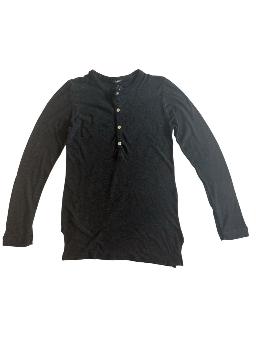 Monrow Black Long-Sleeve Henley Tee
